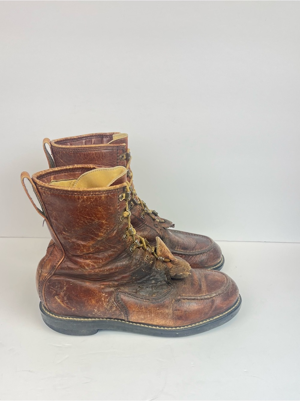 Vintage Boots Size 8 E Brown leather lace up boots #leather #laceup